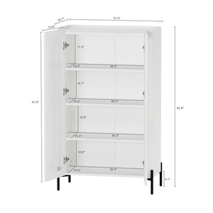 Manhattan Comfort Abbey Décor Cabinet – Elegant Storage Solution With 8 Adjustable Shelves For Timeless Home Style White Mdp Bc002-wh