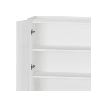 Manhattan Comfort Abbey Décor Cabinet – Elegant Storage Solution With 8 Adjustable Shelves For Timeless Home Style White Mdp Bc002-wh