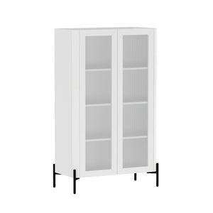 Manhattan Comfort Abbey Décor Cabinet – Elegant Storage Solution With 8 Adjustable Shelves For Timeless Home Style White Mdp Bc002-wh
