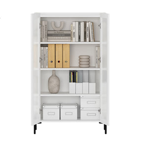 Manhattan Comfort Abbey Décor Cabinet – Elegant Storage Solution With 8 Adjustable Shelves For Timeless Home Style White Mdp Bc002-wh