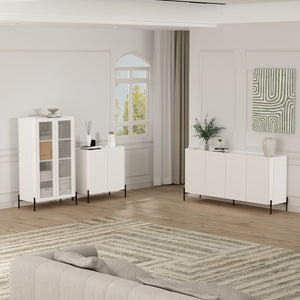 Manhattan Comfort Abbey Décor Cabinet – Elegant Storage Solution With 8 Adjustable Shelves For Timeless Home Style White Mdp Bc002-wh