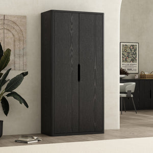 Manhattan Comfort Rivington Modern 38" Bookcase Cabinet - Elegant Design, Adjustable Shelves & Ample Storage Space Black Mdp Bc004-bk