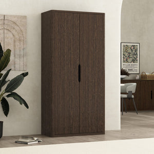 Manhattan Comfort Rivington Modern 38" Bookcase Cabinet - Elegant Design, Adjustable Shelves & Ample Storage Space Walnut Mdp Bc004-br