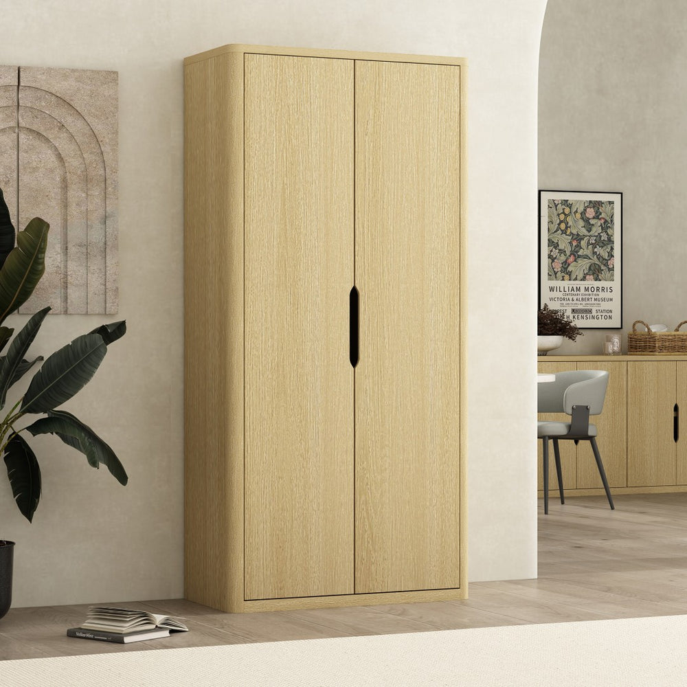 Manhattan Comfort Rivington Modern 38" Bookcase Cabinet - Elegant Design, Adjustable Shelves & Ample Storage Space Natural Oak Mdp Bc004-na