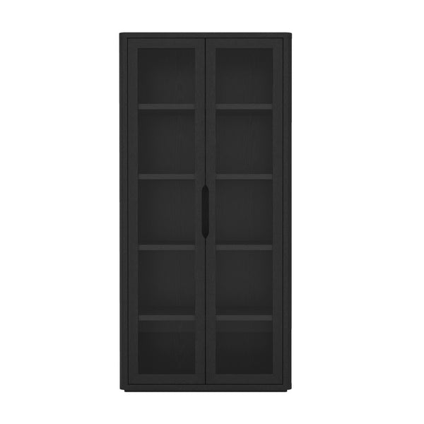 Manhattan Comfort Rivington Modern 38" Bookcase Cabinet - Elegant Design, Adjustable Shelves & Ample Storage Space Black Mdp Bc005-bk