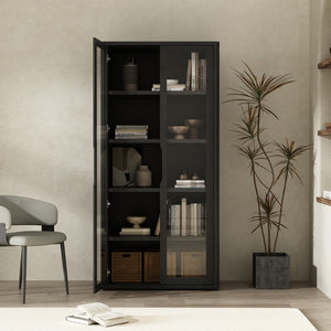 Manhattan Comfort Rivington Modern 38" Bookcase Cabinet - Elegant Design, Adjustable Shelves & Ample Storage Space Black Mdp Bc005-bk