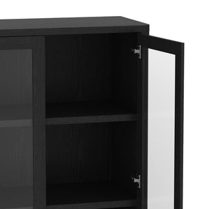 Manhattan Comfort Rivington Modern 38" Bookcase Cabinet - Elegant Design, Adjustable Shelves & Ample Storage Space Black Mdp Bc005-bk