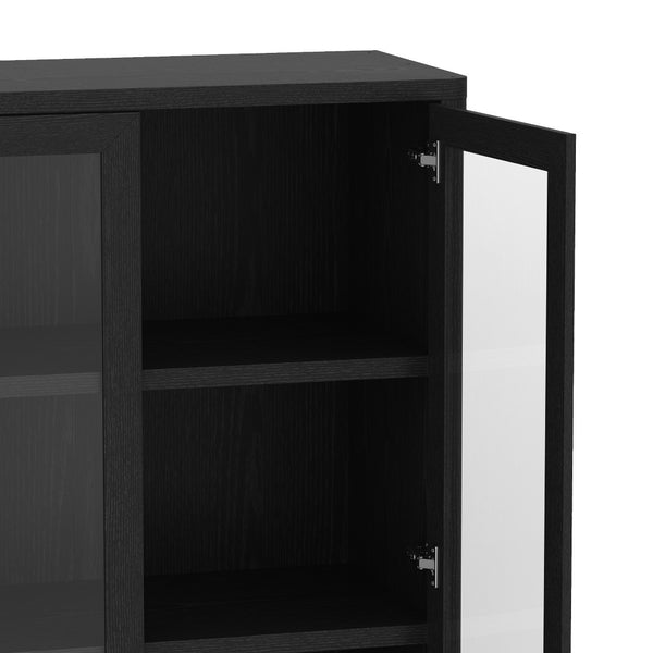 Manhattan Comfort Rivington Modern 38" Bookcase Cabinet - Elegant Design, Adjustable Shelves & Ample Storage Space Black Mdp Bc005-bk