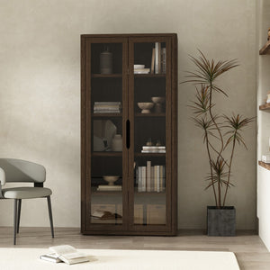 Manhattan Comfort Rivington Modern 38" Bookcase Cabinet - Elegant Design, Adjustable Shelves & Ample Storage Space Walnut Mdp Bc005-br