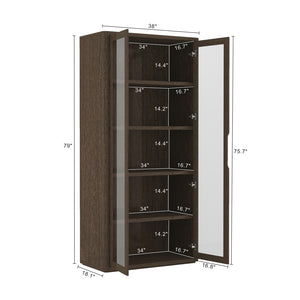Manhattan Comfort Rivington Modern 38" Bookcase Cabinet - Elegant Design, Adjustable Shelves & Ample Storage Space Walnut Mdp Bc005-br
