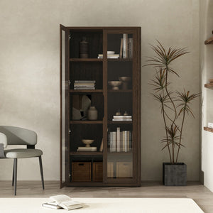 Manhattan Comfort Rivington Modern 38" Bookcase Cabinet - Elegant Design, Adjustable Shelves & Ample Storage Space Walnut Mdp Bc005-br