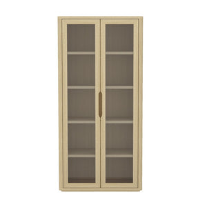 Manhattan Comfort Rivington Modern 38" Bookcase Cabinet - Elegant Design, Adjustable Shelves & Ample Storage Space Natural Oak Mdp Bc005-na