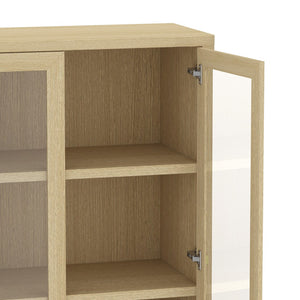 Manhattan Comfort Rivington Modern 38" Bookcase Cabinet - Elegant Design, Adjustable Shelves & Ample Storage Space Natural Oak Mdp Bc005-na
