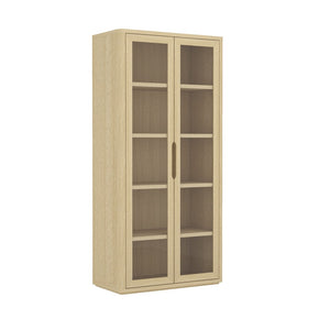 Manhattan Comfort Rivington Modern 38" Bookcase Cabinet - Elegant Design, Adjustable Shelves & Ample Storage Space Natural Oak Mdp Bc005-na