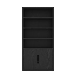 Manhattan Comfort Rivington Modern 38" Bookcase Cabinet - Elegant Design, Adjustable Shelves & Ample Storage Space Black Mdp Bc006-bk