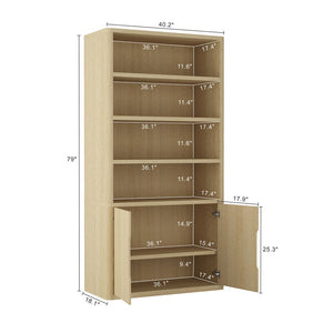 Manhattan Comfort Rivington Modern 38" Bookcase Cabinet - Elegant Design, Adjustable Shelves & Ample Storage Space Natural Oak Mdp Bc006-na