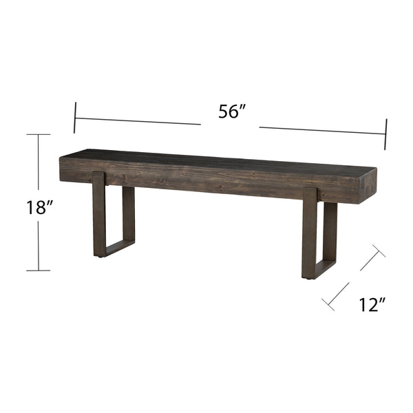 Safavieh Dunlin Reclaimed Fir And Iron Entryway Bench With Geometric Legs For Industrial Spaces BC0117
