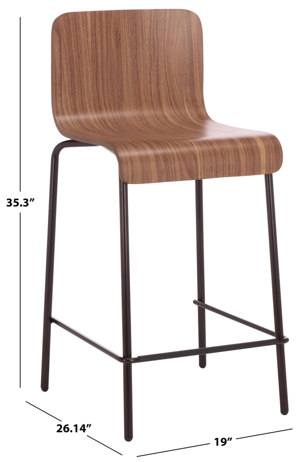 Safavieh Anderson Industrial Counter Stool With Solid Wood Seat And Metal Frame For Kitchen Islands BC0120