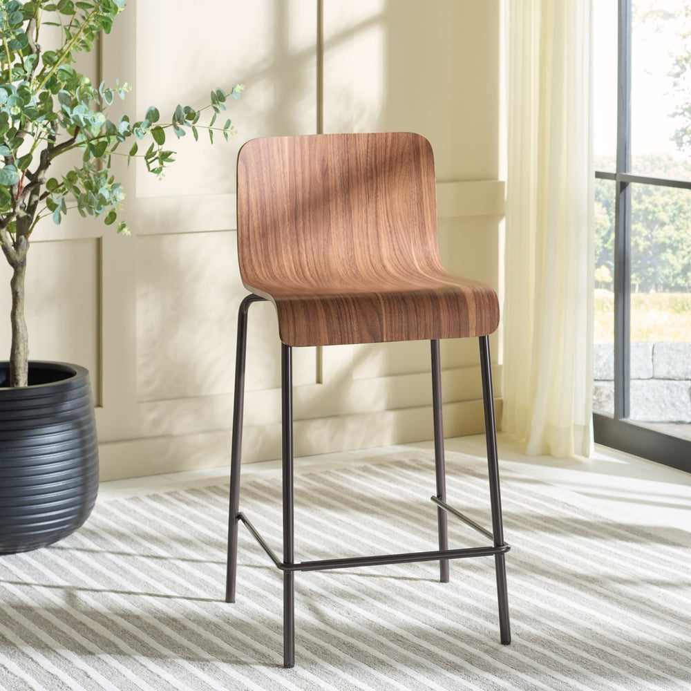 Safavieh Anderson Industrial Counter Stool With Solid Wood Seat And Metal Frame For Kitchen Islands BC0120