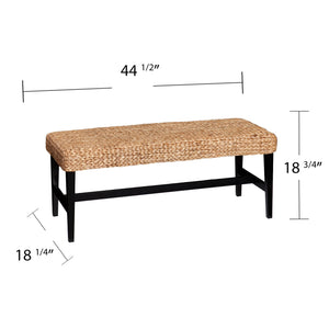 Safavieh Standerson Woven Water Hyacinth Accent Bench Solid Pine Frame For Entryway Or Mudroom BLACK BC0256
