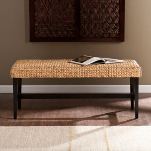 Safavieh Standerson Woven Water Hyacinth Accent Bench Solid Pine Frame For Entryway Or Mudroom BLACK BC0256