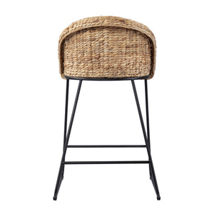 Safavieh Landrine Woven Water Hyacinth Counter Stools Set Of Two With Iron Frame For Coastal Kitchens NATURAL BC1130831