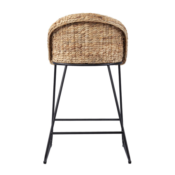 Safavieh Landrine Woven Water Hyacinth Counter Stools Set Of Two With Iron Frame For Coastal Kitchens NATURAL BC1130831