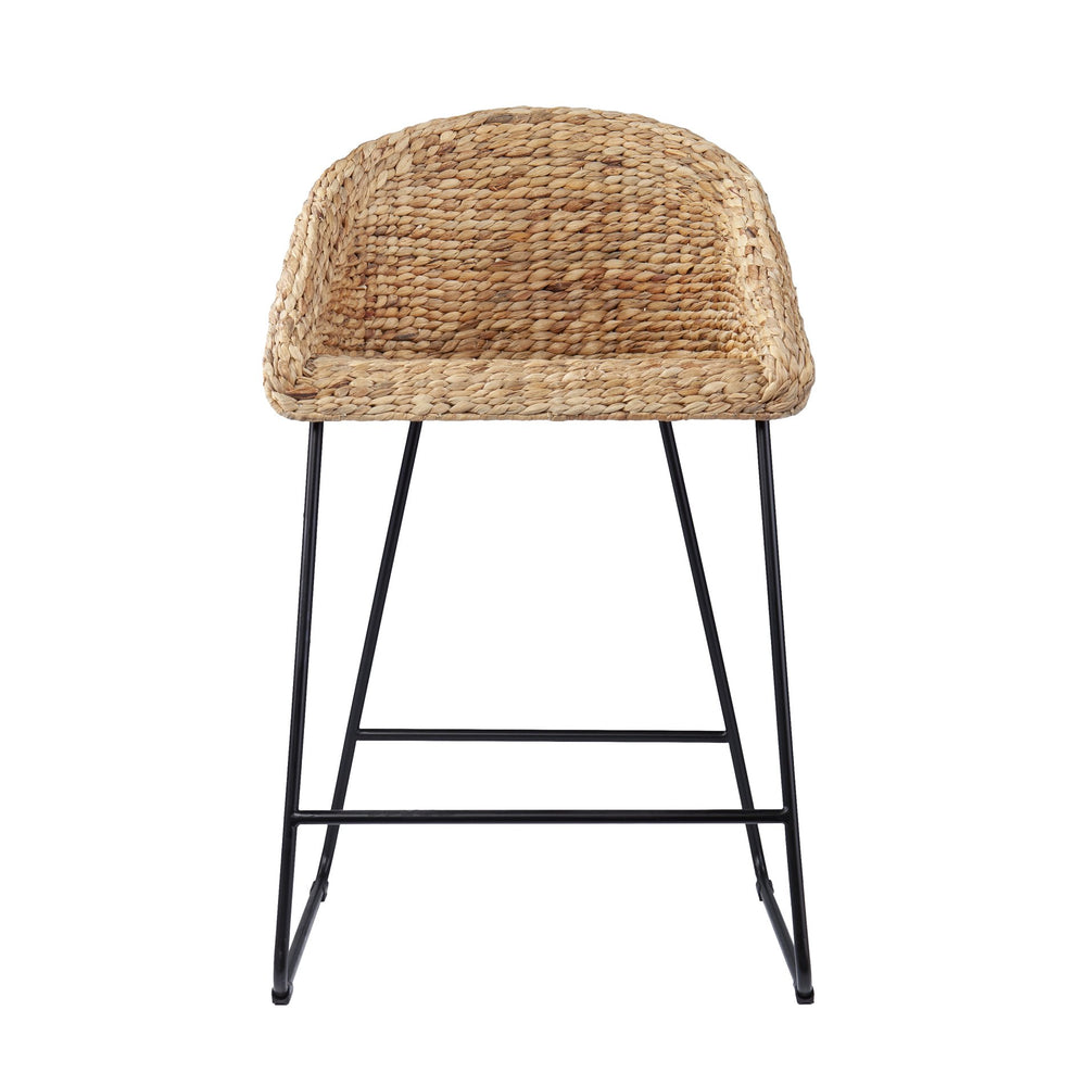 Safavieh Landrine Woven Water Hyacinth Counter Stools Set Of Two With Iron Frame For Coastal Kitchens NATURAL BC1130831
