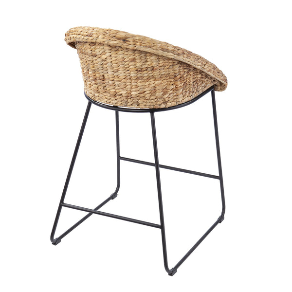 Safavieh Landrine Woven Water Hyacinth Counter Stools Set Of Two With Iron Frame For Coastal Kitchens NATURAL BC1130831
