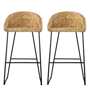 Safavieh Landrine Handwoven Water Hyacinth Bar Stools With Iron Frame For Kitchen Islands NATURAL BC1130832