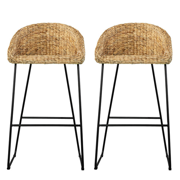 Safavieh Landrine Handwoven Water Hyacinth Bar Stools With Iron Frame For Kitchen Islands NATURAL BC1130832