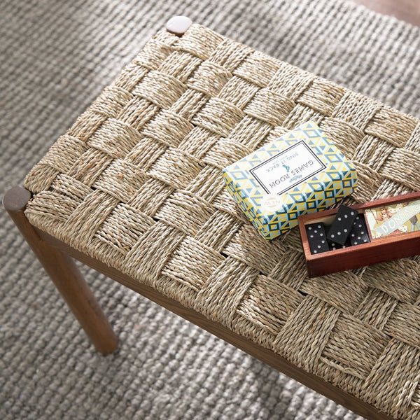 Safavieh Scalby Woven Seagrass Accent Bench With Solid Acacia Frame For Coastal Entryways BC1130926