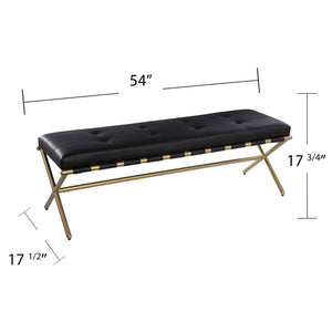 Safavieh Clairvoix Tufted Faux Leather Bench With Gold Iron Base For Bedroom Or Entryway BC1141926