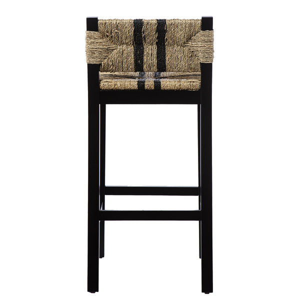 Safavieh Gallacano Woven Seagrass Barstool Set Of 2 With Black Pine Frame For Kitchen Islands BC1144132