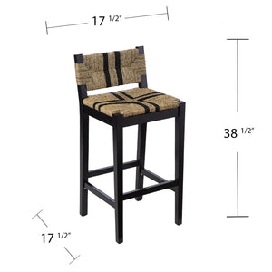 Safavieh Gallacano Woven Seagrass Barstool Set Of 2 With Black Pine Frame For Kitchen Islands BC1144132