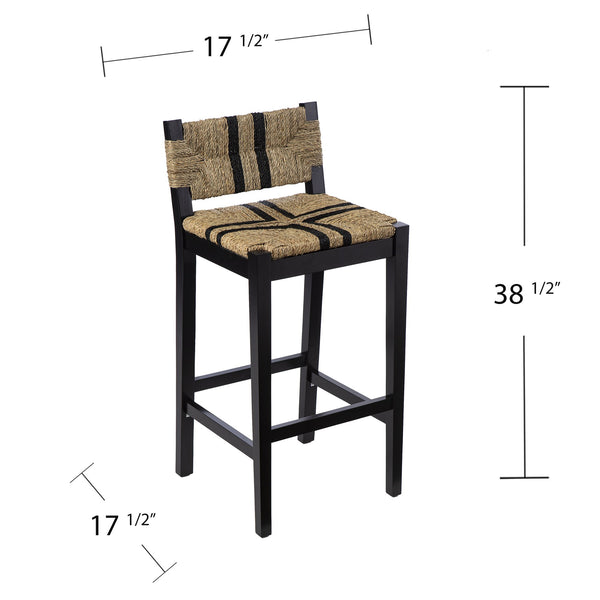 Safavieh Gallacano Woven Seagrass Barstool Set Of 2 With Black Pine Frame For Kitchen Islands BC1144132