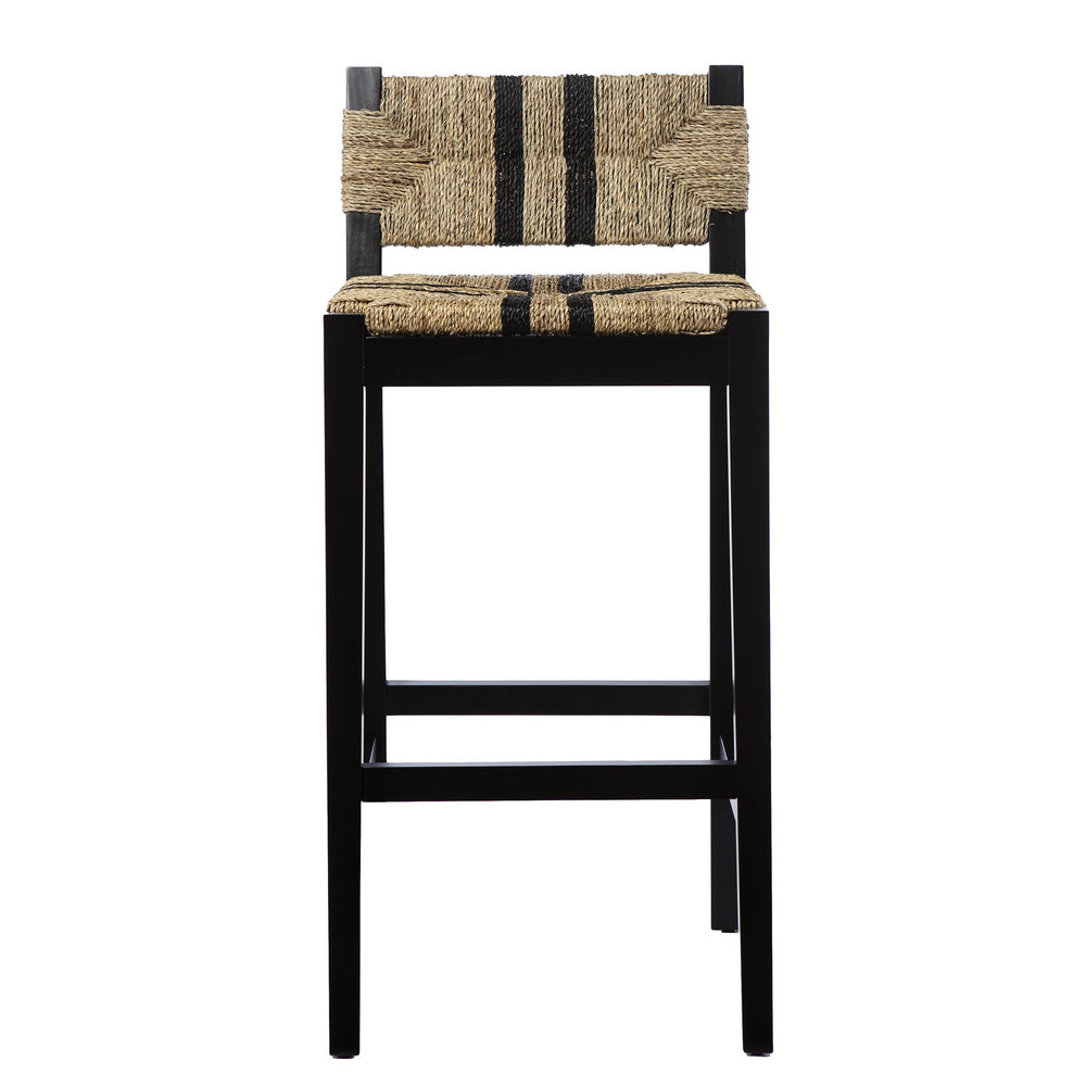Safavieh Gallacano Woven Seagrass Barstool Set Of 2 With Black Pine Frame For Kitchen Islands BC1144132