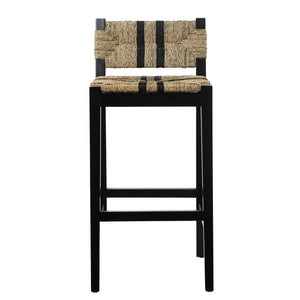 Safavieh Gallacano Woven Seagrass Barstool Set Of 2 With Black Pine Frame For Kitchen Islands BC1144132