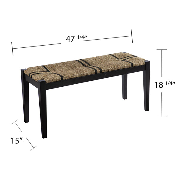 Safavieh Gallocano Hand-Woven Seagrass Bench With Black Wood Frame For Bedroom Or Entryway BC1144226