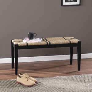 Safavieh Gallocano Hand-Woven Seagrass Bench With Black Wood Frame For Bedroom Or Entryway BC1144226