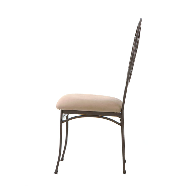 Safavieh Lucianna Scrollwork Dining Chairs Set Of Four Microfiber Cushion Powder Coated Metal Frame BC1491