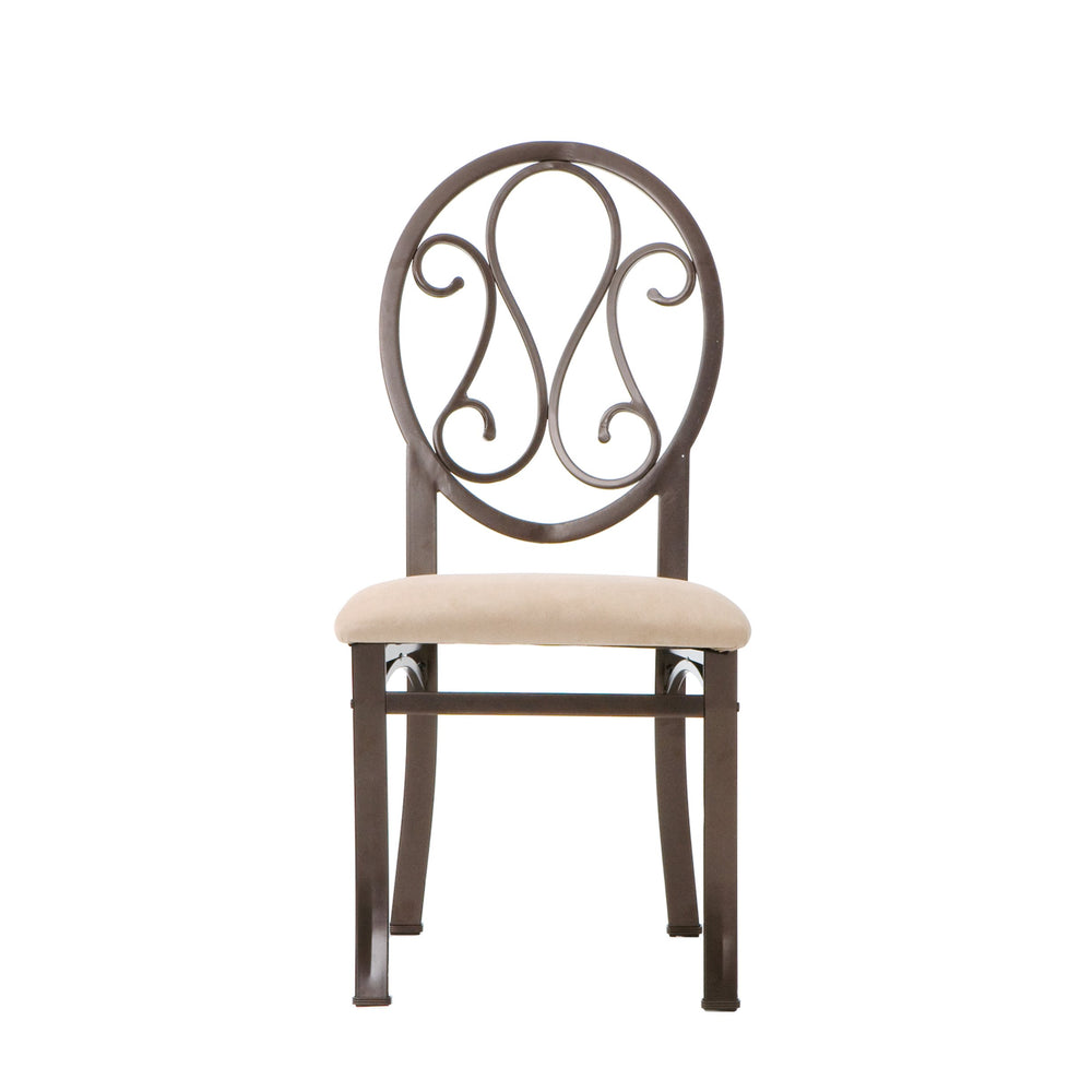 Safavieh Lucianna Scrollwork Dining Chairs Set Of Four Microfiber Cushion Powder Coated Metal Frame BC1491