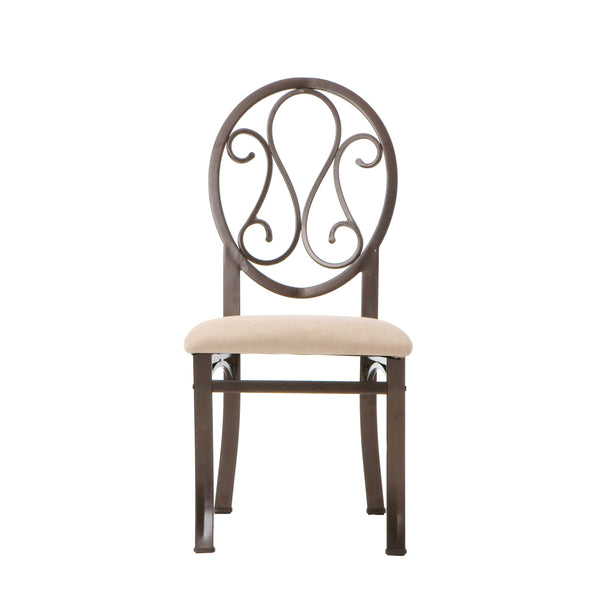 Safavieh Lucianna Scrollwork Dining Chairs Set Of Four Microfiber Cushion Powder Coated Metal Frame BC1491
