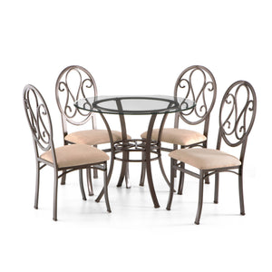 Safavieh Lucianna Scrollwork Dining Chairs Set Of Four Microfiber Cushion Powder Coated Metal Frame BC1491