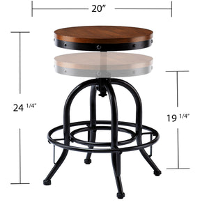Safavieh Industrial Swivel Accent Stool With Distressed Wood Veneer Seat And Powder-Coated Frame BC2453