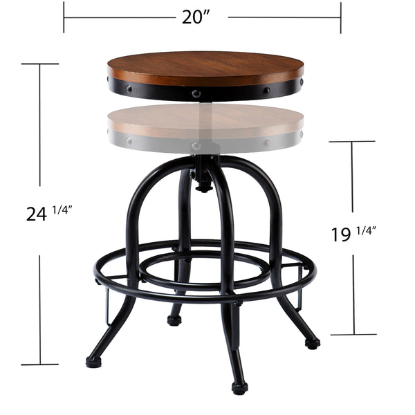Safavieh Industrial Swivel Accent Stool With Distressed Wood Veneer Seat And Powder-Coated Frame BC2453