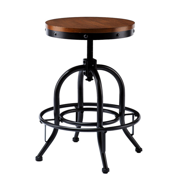 Safavieh Industrial Swivel Accent Stool With Distressed Wood Veneer Seat And Powder-Coated Frame BC2453