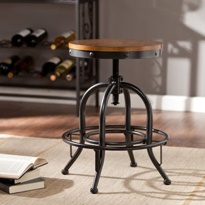 Safavieh Industrial Swivel Accent Stool With Distressed Wood Veneer Seat And Powder-Coated Frame BC2453