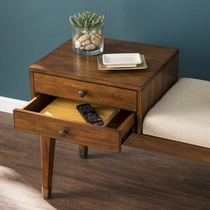 Safavieh Rhoda Midcentury Upholstered Storage Bench With Two Drawers For Entryway Or Bedroom BC2624
