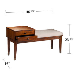 Safavieh Rhoda Midcentury Upholstered Storage Bench With Two Drawers For Entryway Or Bedroom BC2624